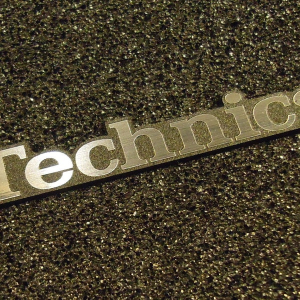 Technics Logo Emblem Badge silver color brushed 3M adhesive 61 x 10 mm [402d]