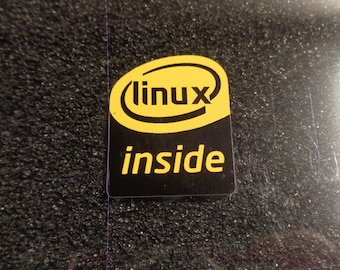 Linux binnen vinyl sticker logo embleem badge 19x24mm [801]