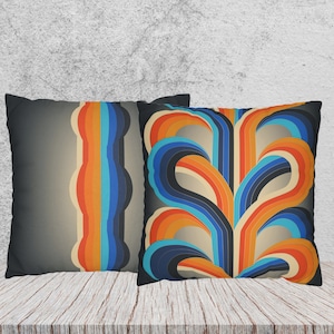 Abstract double-sided Pillow Case, Midcentury Modern Bauhaus Print, Psychedelic Lines Geometric Art pillow, Pop Culture 60s 70s 80s Retro