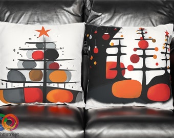 Federa quadrata Bauhaus natalizia, cuscino moderno per le feste, federa per cuscino natalizio astratto e luminoso, idee regalo, accento decorativo per la casa