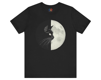 Black Cat Retro Tee, Vintage Midcentury Style Shirt for Cat Lovers, Cute Kitty Unisex T-Shirt, Faded Graphic Top, Kitty Tee, Pet Owner Gift