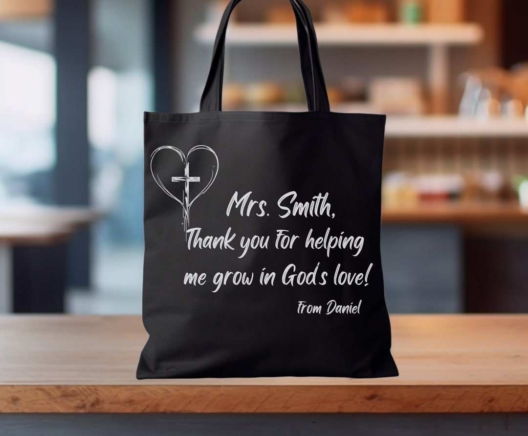 Personalized Christian Teacher Gift Tote Bag Teacher Etsy