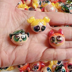 Perles Power Girls | Perles de super-héros de gangs de filles enduites de silicone | Petites perles en silicone