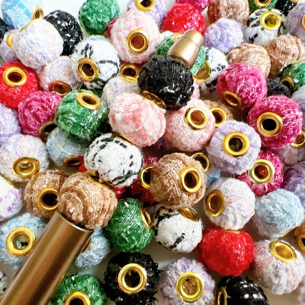 Tweed Spacer Beads, Fuzzy Spacer Beads, Fabric Beads (Random Set of 25) - for beadable pens, DIY projects