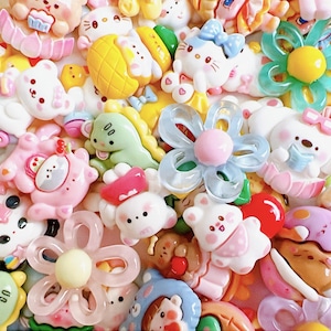 Clearance Resin Charm Mix – Random Decoden Pieces for Kawaii Crafts, Phone Cases, DIY Charm Kits | Mixed Flat Back Charms | Random Set of 25