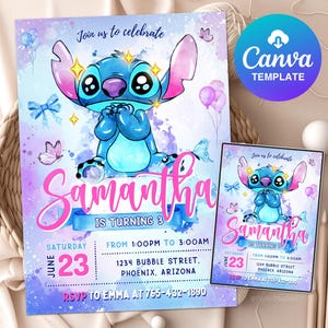 Stitch Birthday Invitation | Stitch Party | Canva Stitch Party Invite | Kid Party Invite | Birthday Pool Party Invite | Digital Invitation