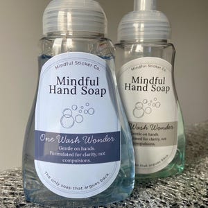 Sticker étiquette savon TOC – Fait main, One Wash Wonder, rappel de santé mentale pour contamination TOC, support ERP, pleine conscience, compulsions