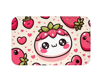 Bath Mat Bathroom Decor Rug Non Slip Floor Mat Towel Strawberry Heart Design Home Decor Girls Shower Mat College Dorm Room Ideas Stylish