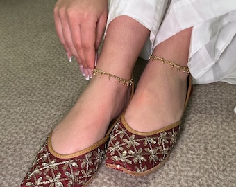 Gold Anklet with Dangling Beads – 18k Plated Anklet, Minimal Everyday Ankle Bracelet