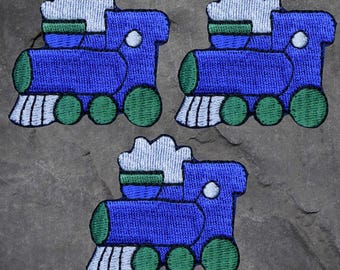 Parches de tren (paquete de 3), locomotora de vapor, apliques termoadhesivos