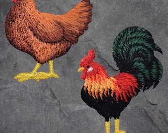 Rooster Chicken Patch Set - Rooster, Hen, Farm, Fowl, Farmer Badge(Iron On)
