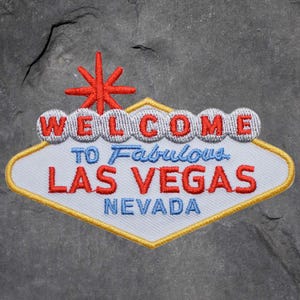 Las Vegas Sign Aufnäher - Gesticktes Willkommen im fabelhaften Las Vegas Nevada (aufbügelbar)