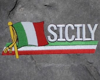 Sicily Patch - Embroidered Italy, Siciliana, Mediterranean Badge (Iron On)