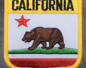 California Patch - CA Republic, Grizzly Bear, CA Flag, Applique (Iron On)
