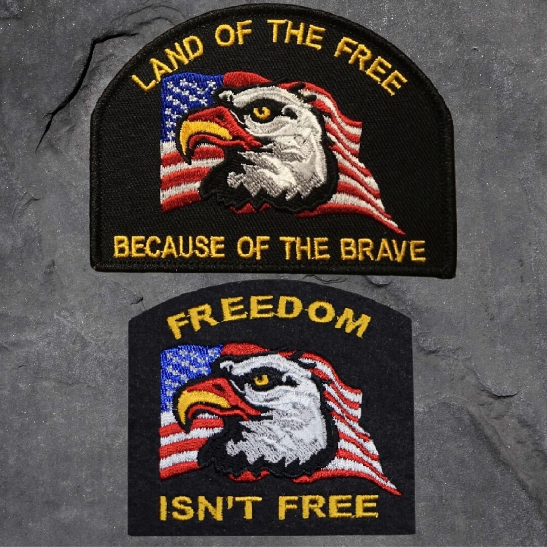Freedom Patch Set - Land Of The Free, USA, Freedom Isn't Free (Iron On)