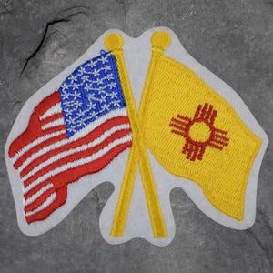 New Mexico & USA Patch - NM USA Flags, United States Of America (Iron On)