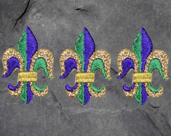 Fleur De Lis Patch Set - 3 Pack, Mardi Gras, French, Applique (Iron On)