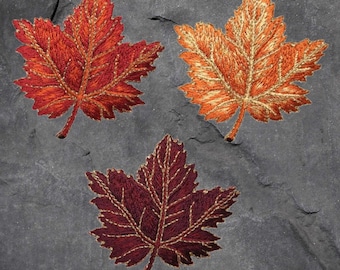 Herbst Blatt Patch Set - Orange, Burgund, braun Ahornblatt, Applikation, Aufbügeln