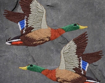 Mallard Patch Set - Flying Duck, Waterfowl, Bird, Applique (Iron On)