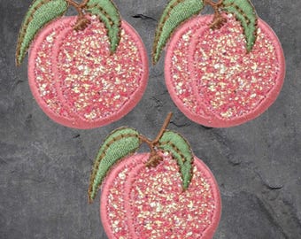 Peach Patch Set - 3 Pack, Fruit, Sparkly, Food, Applique (Iron On)