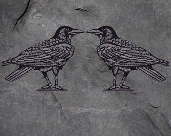 Raven Patch Set - Crow, Bird, Applique, Animal Badge (Iron On)