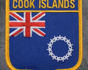 Cook Islands Patch - South Pacific, Flag, Shield, Badge, Applique (Iron On)