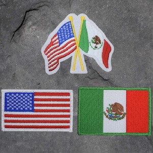 USA & Mexico Patch Set - United States Mexico Flags Badge (Iron On)