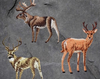 Deer Patch Set: Embroidered Iron-On Hunting Patches