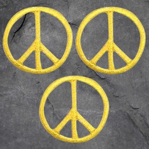 Juego de parches con el símbolo de la paz, amarillo, paquete de 3, paz mundial, apliques (termoadhesivos)