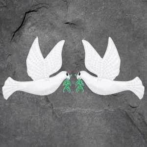 Peace Dove Patch Set - Olive Branch, Bird, White, Applique, Iron on