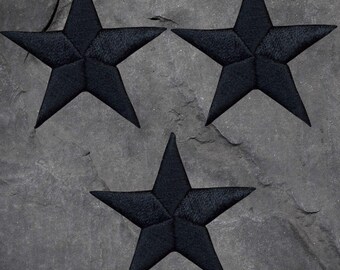 Set Of 3 Black Star Ron On Sew On Embrodered Patch Applqués Badge - Etsy - Foto 8