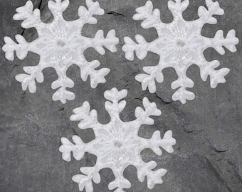 Snowflake Patch Set - 3 Pack, White, Snow, Winter, Applique (Iron On)