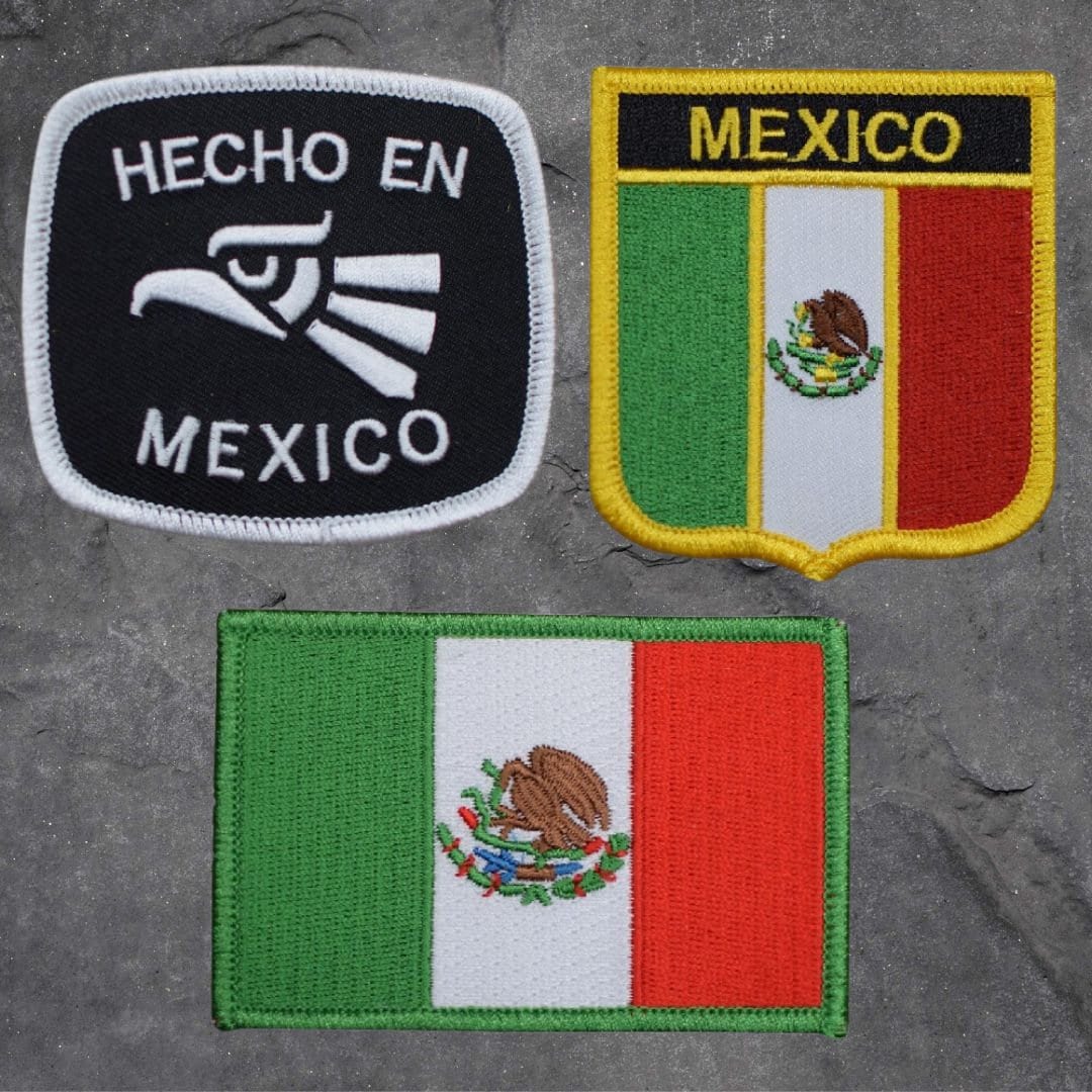 Mexico Patch Set Hecho En Mexico, Mexican Flag, Eagle Badge, Baja