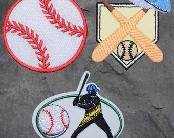 Baseball Patch Set - Bat, Ball, Home Plate, Batter, Sports Badge