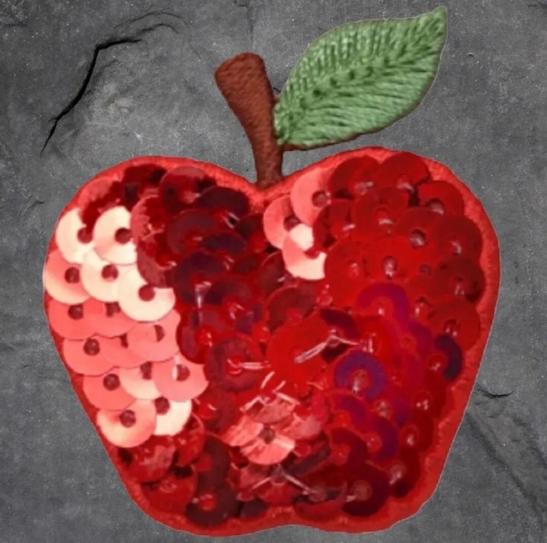 Sequin Apple Patch - Embroidered Applique Fruit Badge (iron On) - Etsy