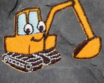 Backhoe Patch - Embroidered Applique Construction, Excavator Digger Tractor Badge (Iron On)