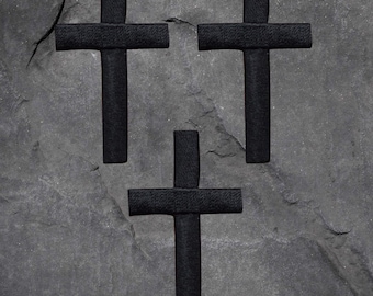 Black Cross Patch Set - Christian, Jesus, Catholic, Applique (Iron On)