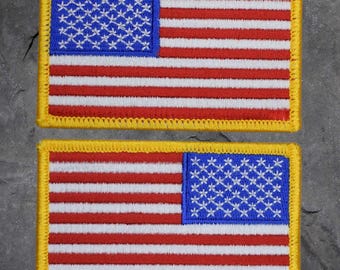 American Flag and Reverse Patch Set - USA, Freedom, Applique (Iron On)
