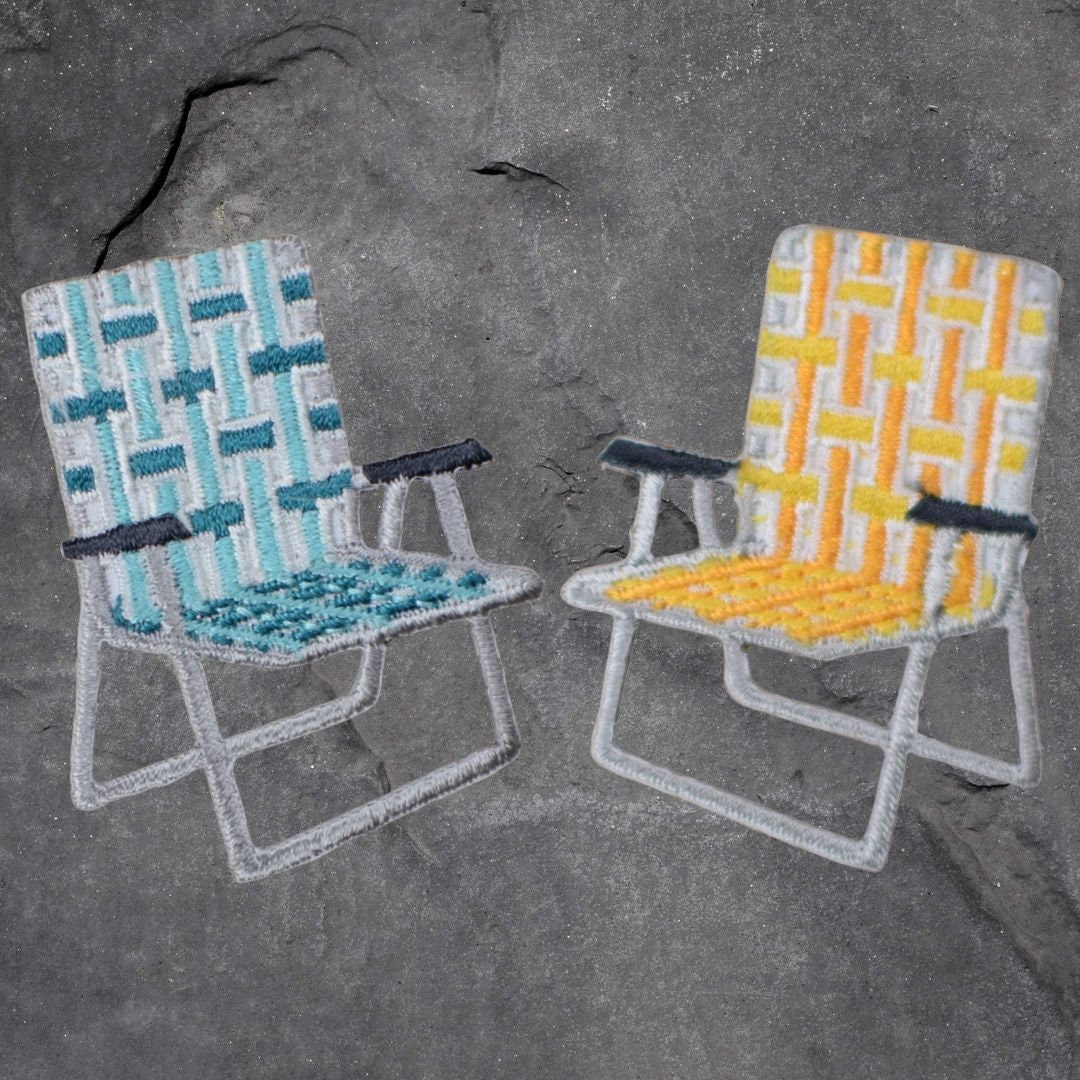 Lawn Chair Patch Set - Camping, Trailer, RV, Folding Chair, Applique (Iron On)