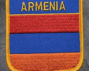 Armenia Patch - Republic of Armenia, Flag, Shield, Applique (Iron On)