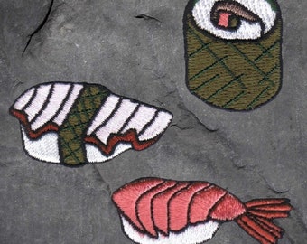 Sushi Patch Set - Shushi Roll, Nigiri, Shrimp, Crab, Tako (Iron On)