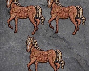 3-Pack Small Horse Embroidered Iron-On Patches | 1-5/8 Inch Appliques For Hats, Jackets, Bags & Crafts
