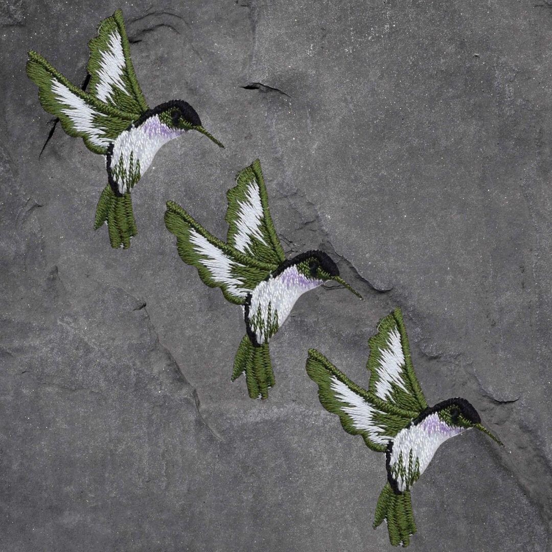 Mini Hummingbird Patch Set - 3 Pack, Green/violet, Applique (iron On ...