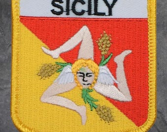 Sicily Patch - Embroidered Italy, Siciliana, Mediterranean Badge (Iron On)