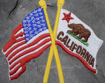 USA & California Flag Patch - USA, CA, Applique (Iron On)