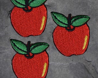 Apple Patch Set - 3 Pack, Fruit, Farmer, Food, Applique (Iron On)