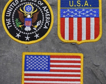 USA Patch Set - United States of America, USA Flag, USA Badge (Iron On)