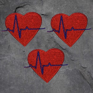 Lot de 3 patchs cardiaques pour ECG, médecin, infirmière, électrocardiogramme, appliqué (fer à repasser)