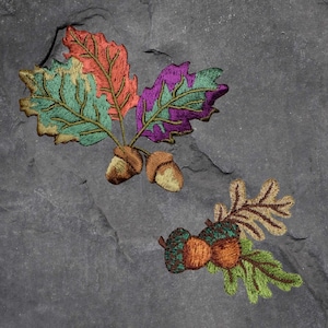 Acorn & Leaves Patch Set - Autumn, Fall, Nut Tree, Nature Badge, Applique (Iron On)
