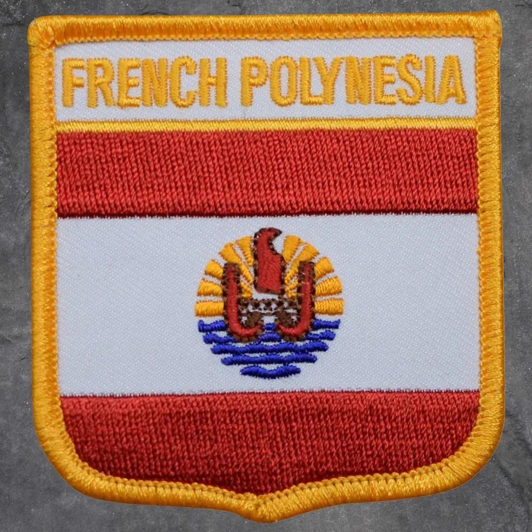 U24 Toppa Ricamata Francese Polinesia, Da Cucire O Stirare, 8x5 Cm